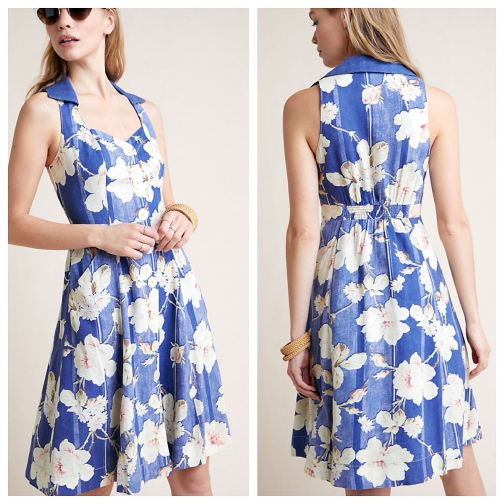 Anthropologie Camellia Collared Floral Dress